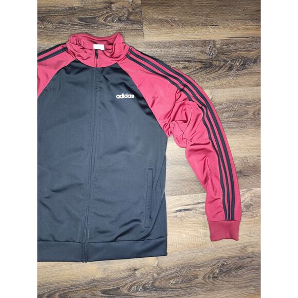 Adidas Track Jacket Medium Black/Red Three Stripe Full Zip AV1008 Clima - Picture 7 of 12